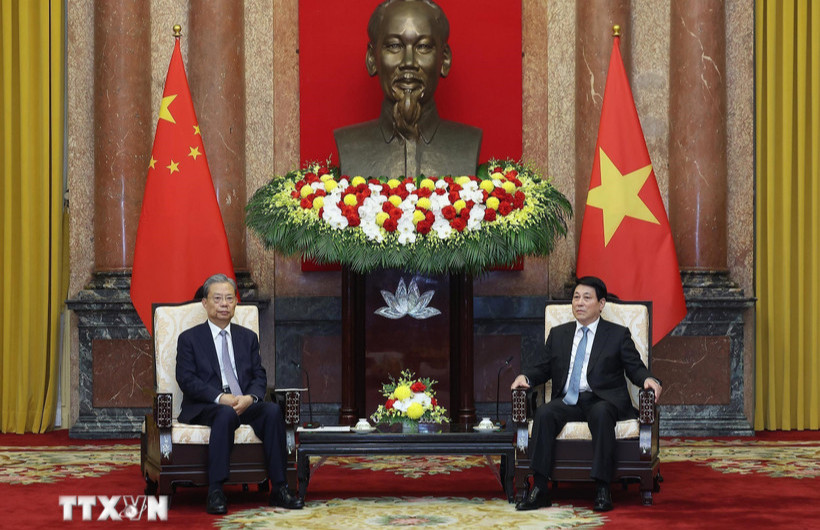   Chủ tịch nước Lương Cường tiếp Ủy viên trưởng Nhân đại toàn quốc Trung Quốc Triệu Lạc Tế