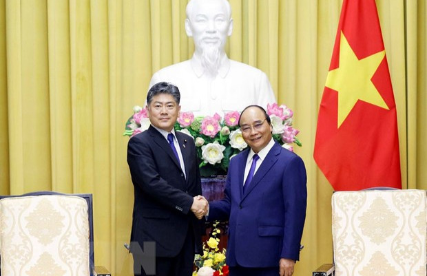 Chủ tịch nước Nguyễn Xuân Phúc tiếp Bộ trưởng Tư pháp Nhật Bản