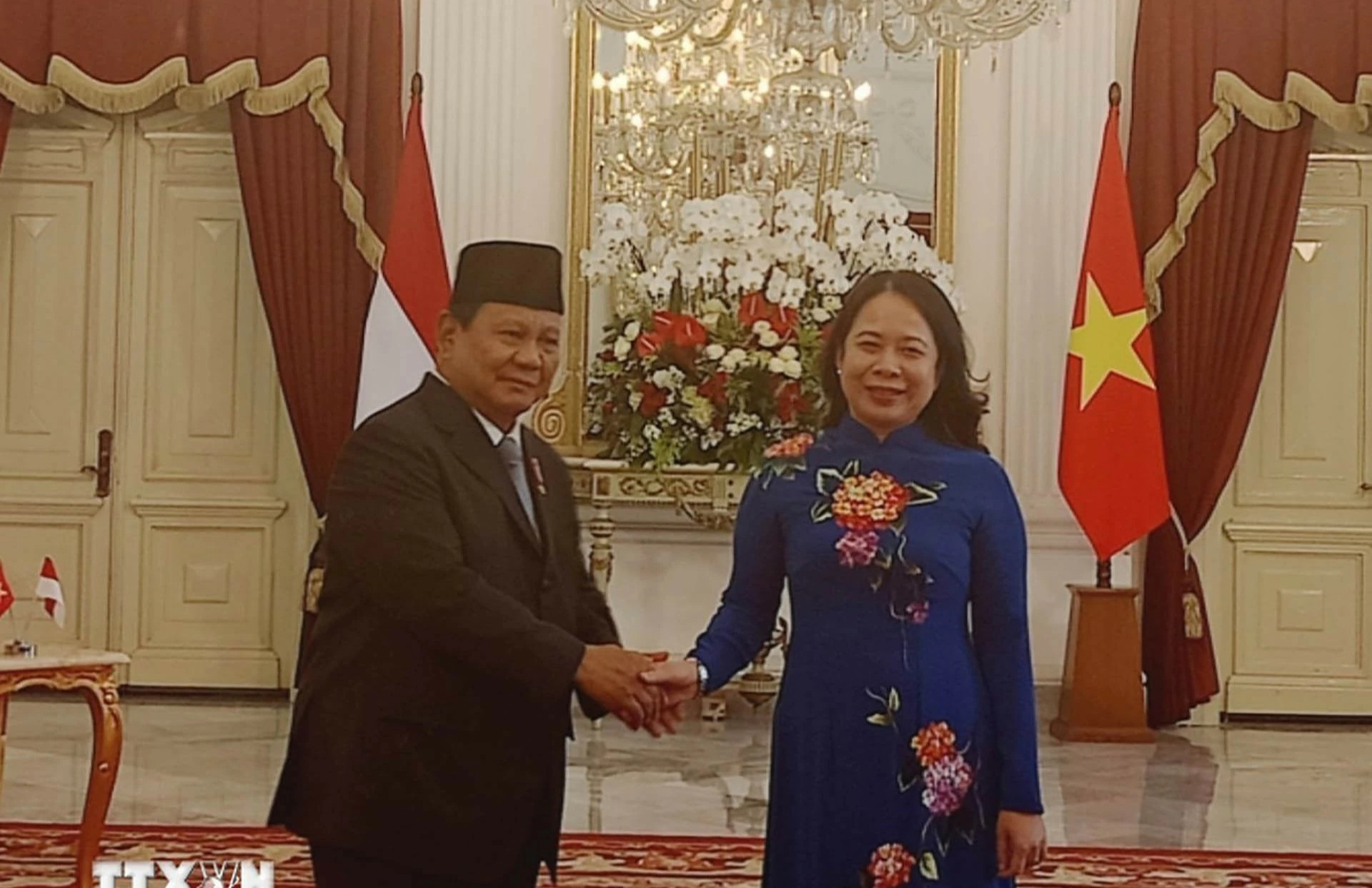 Phó Chủ tịch nước Võ Thị Ánh Xuân gặp Tổng thống Indonesia Prabowo Subianto