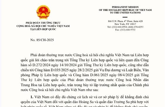 Việt Nam kiên quyết bác bỏ các yêu sách và lập luận vi phạm chủ quyền, quyền chủ quyền và quyền tài phán của Việt Nam ở Biển Đông